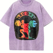 Leg Day Weightlifting Vintage Washed T-Shirt in Purple