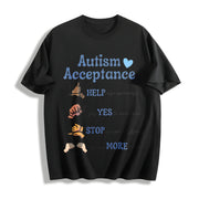 Autism Aware Autism Acceptance Cotton T-Shirt in Black