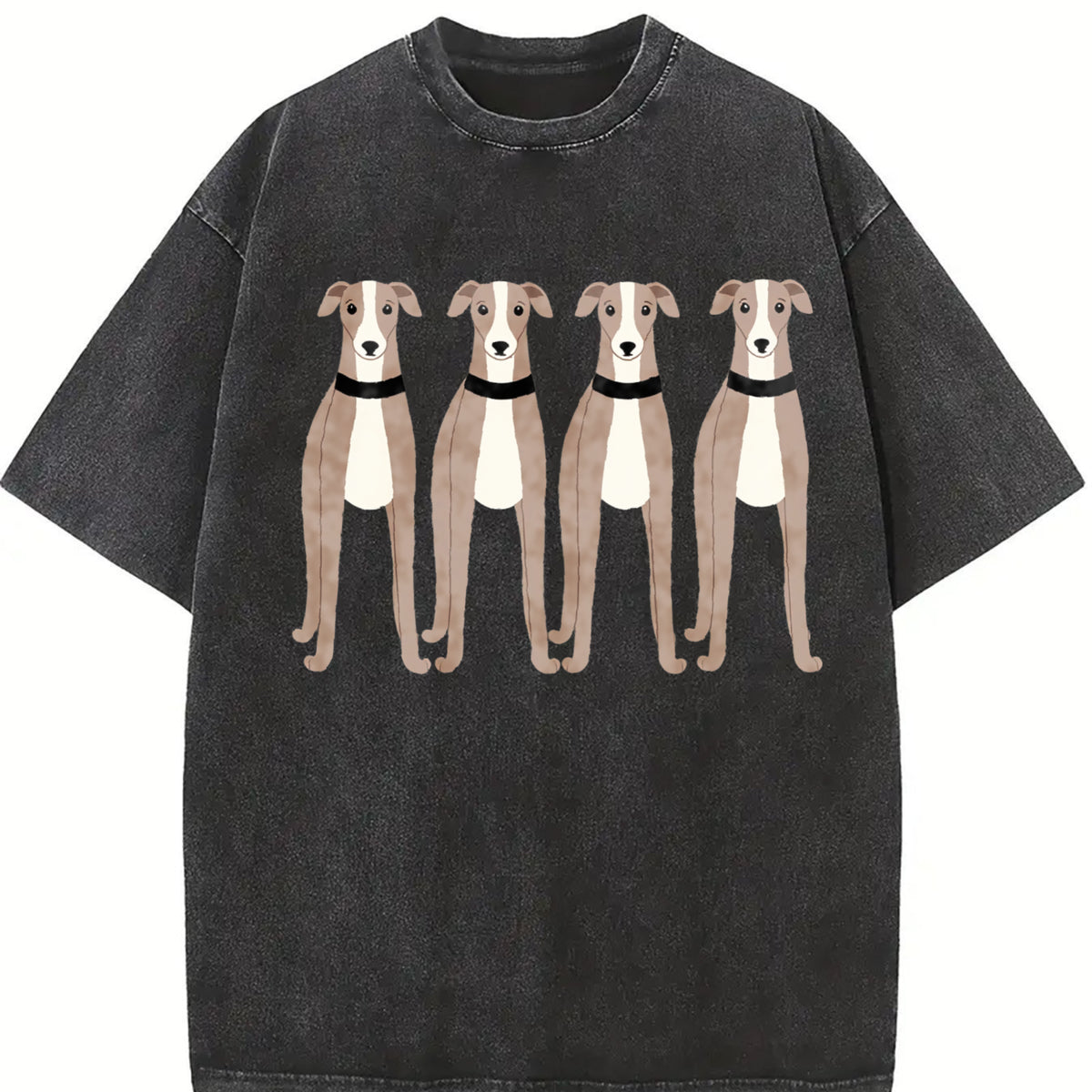 Greyhound Lover Dog Lover Vintage Washed T-Shirt in Black
