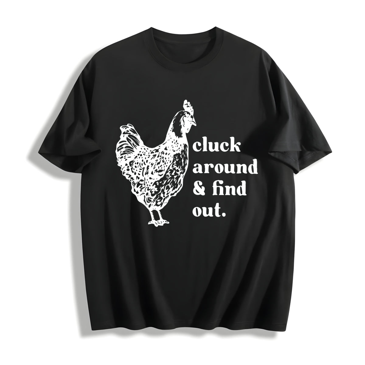Stretch Chicken Cotton T-Shirt in Black