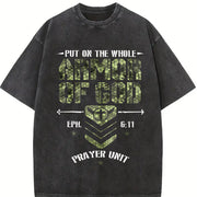Camo Armor Of God Christians Religious Camouflage Christ vintage washed oversized T-shirt in Black