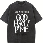 Jesus Is King Christian Collage Vintage Washed T-Shirt in Black
