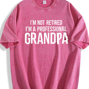 For Grandpa I'm Not Retired I'm a Professional Grandpa Vintage Washed T-Shirt in Red