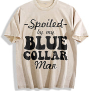 Spoiled By My Blue Spoiled Wife Fun For Wife vintage washed oversized T-shirt in Beige
