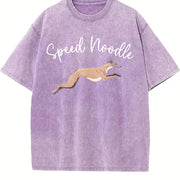 Speed Noodle Greyhound Lover Vintage Washed T-Shirt in Purple