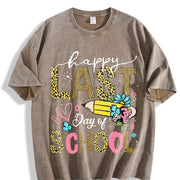 Happy Last Day of School Vintage Washed T-Shirt in Brown