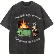 This Little light of mine I'm gonna let it shine Raccoon vintage washed oversized T-shirt in Black