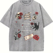 Run Little Mouse Haunting Adeline Dark Romance Book vintage washed oversized T-shirt in Gray
