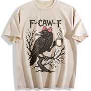Crow F-caw-f Vintage Washed T-Shirt in Beige