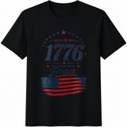 1776 Patriotic America Independence Cotton T-Shirt in Black