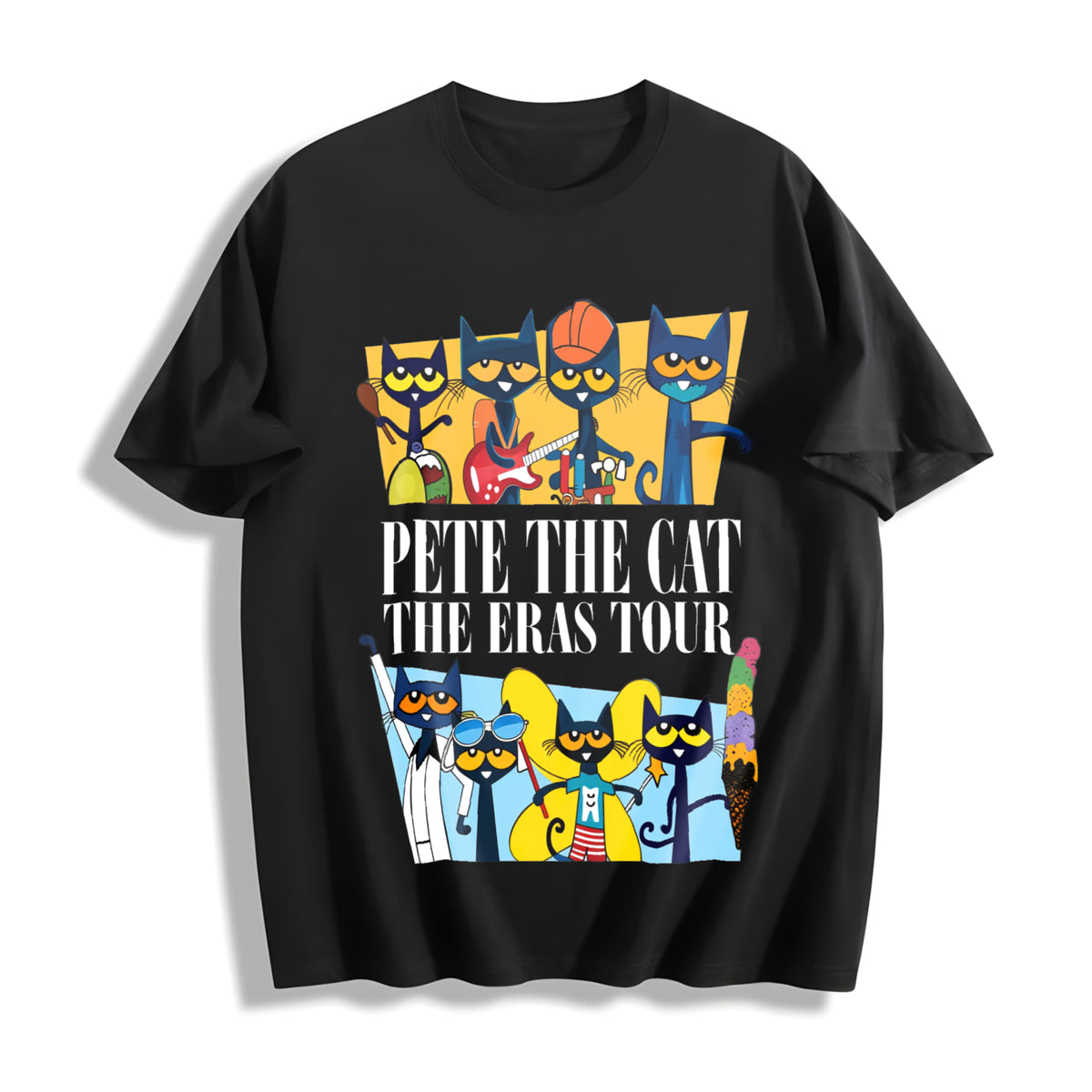 Pete the Cat the Eras Tour Cotton T-Shirt in Black