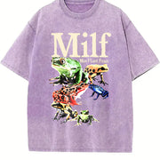 Man I Love Frogs Frog Meme Vintage Washed T-Shirt in Purple