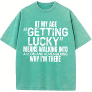 Sports Short-Sleeved and Stylish Letter vintage washed oversized T-shirt in Blue