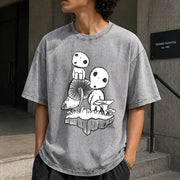 Spirited Away Studio Ghibli Vintage Washed T-Shirt in Gray