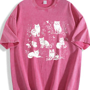 90s Cats Kitten Nature Vintage Washed T-Shirt in Red