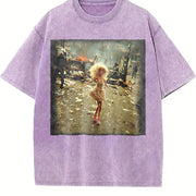 Glam Doll in the Wreckage Vintage Washed T-Shirt in Purple