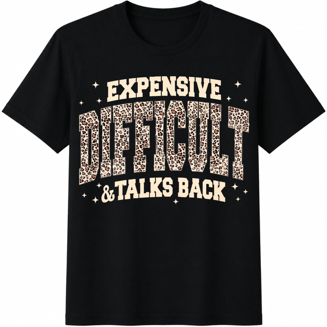 Expensive Difficult & Talks Back Leopard Cotton T-Shirt in Black