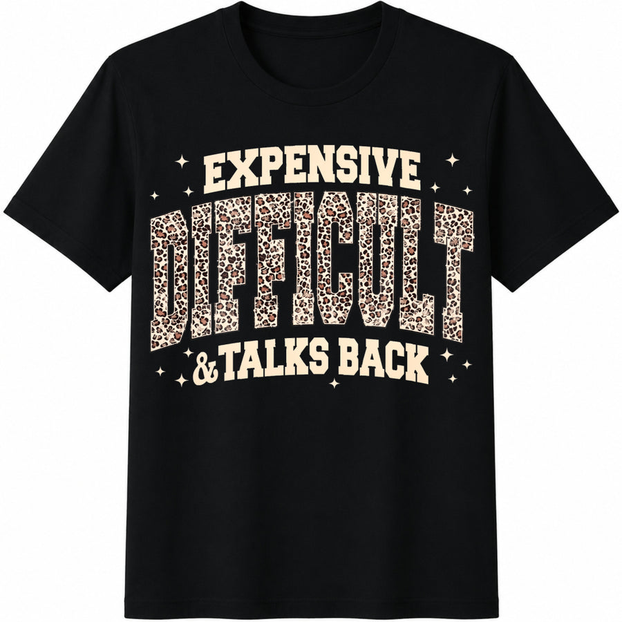 Expensive Difficult & Talks Back Leopard Cotton T-Shirt in Black