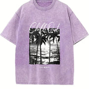 Faded Pure Short-sleeve Vintage Washed T-Shirt in Purple