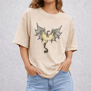 Dragon Fantasty vintage washed oversized T-shirt in Beige