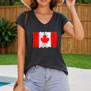 Canada Day Distressed Flag Women's Color Cotton Tank Top in Gray