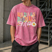 Badass Bonus Mom Stepmom for Mother's Day & Holidays Vintage Washed T-Shirt in Red