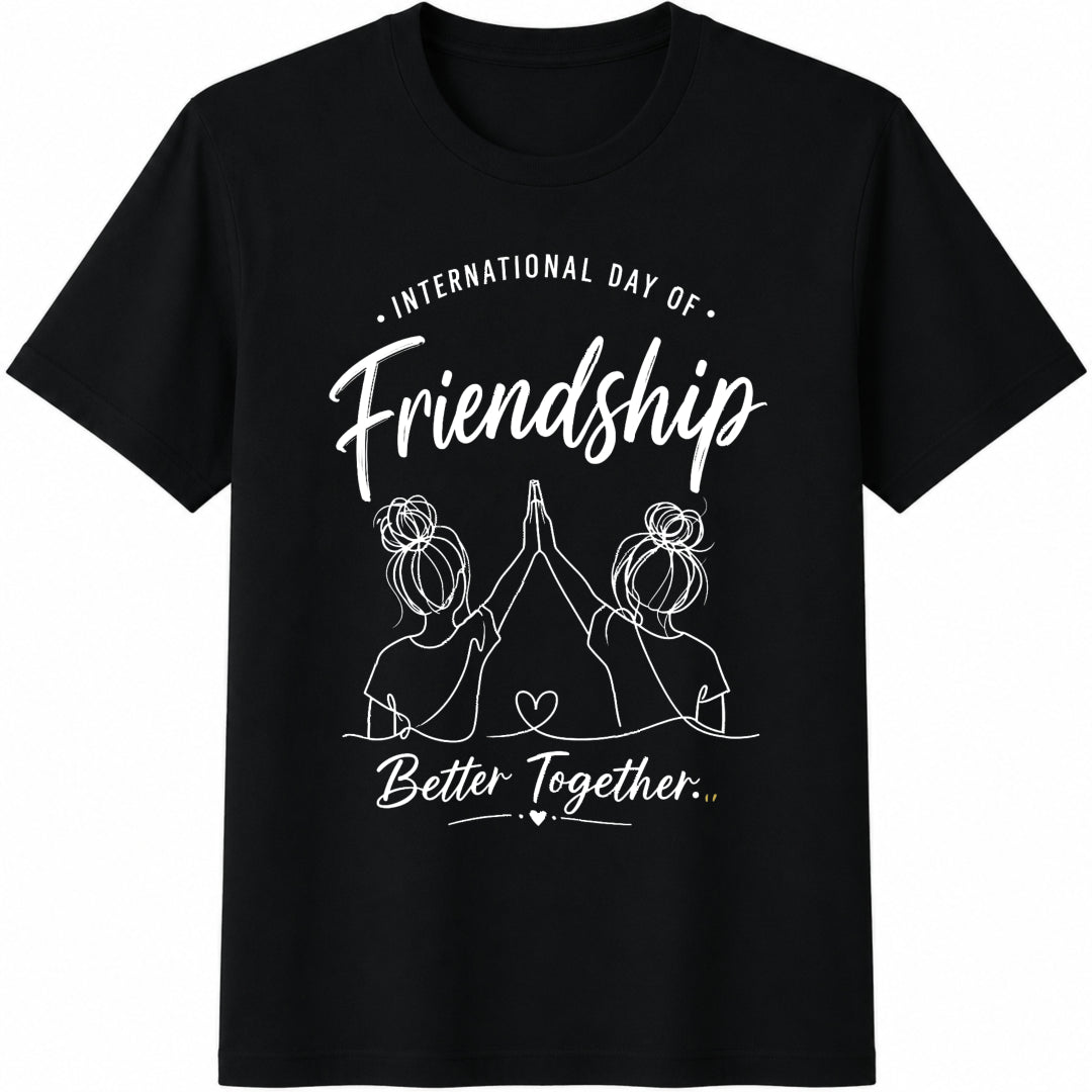 International Friendship Day Cotton T-Shirt in Black
