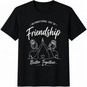 International Friendship Day Cotton T-Shirt in Black