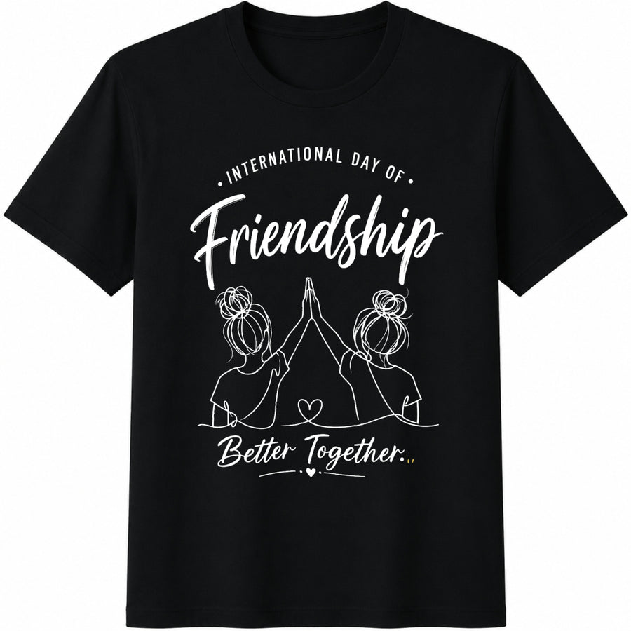 International Friendship Day Cotton T-Shirt in Black