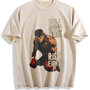 Makunouchi Hajime No Ippo Black for Game Fans Classic vintage washed oversized T-shirt in Beige