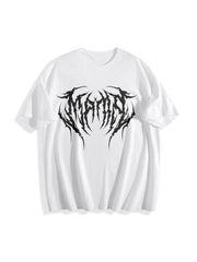 Mama Metal Font Cotton T-Shirt in White