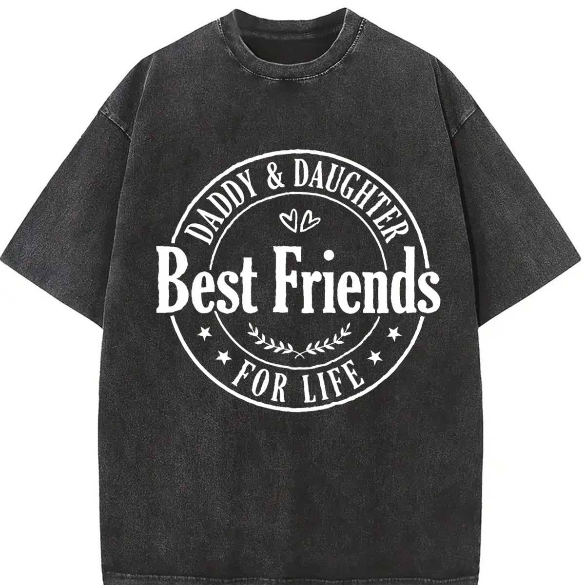 Daddy Daughter Dad Life Vintage Washed T-Shirt in Black