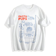 Pasta Pups Dachshund Cotton T-Shirt in White