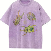 Allomyrina Dichotoma Insect Lover S~5XL and Batik vintage washed oversized T-shirt in Purple