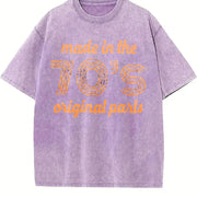 Made in the 70s Original Parts Age Birthday Decade Classic Vintage Washed T-Shirt in Purple