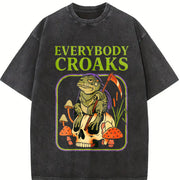 Everybody Croaks Frog Vintage Washed T-Shirt in Black