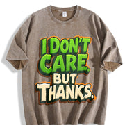 I Don't Care but Thanks Vintage Washed T-Shirt in Brown
