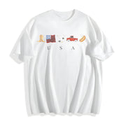 USA Icons American Flag Cotton T-Shirt in White