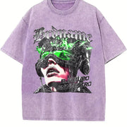 Cyberpunk Futuristic Character El Futuro En Nuestro Vintage Washed T-Shirt in Purple