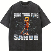 There Is Motion at Your Front Door Vintage Washed T-Shirt in Black