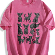 Black Chihuahua Chart Vintage Washed T-Shirt in Red