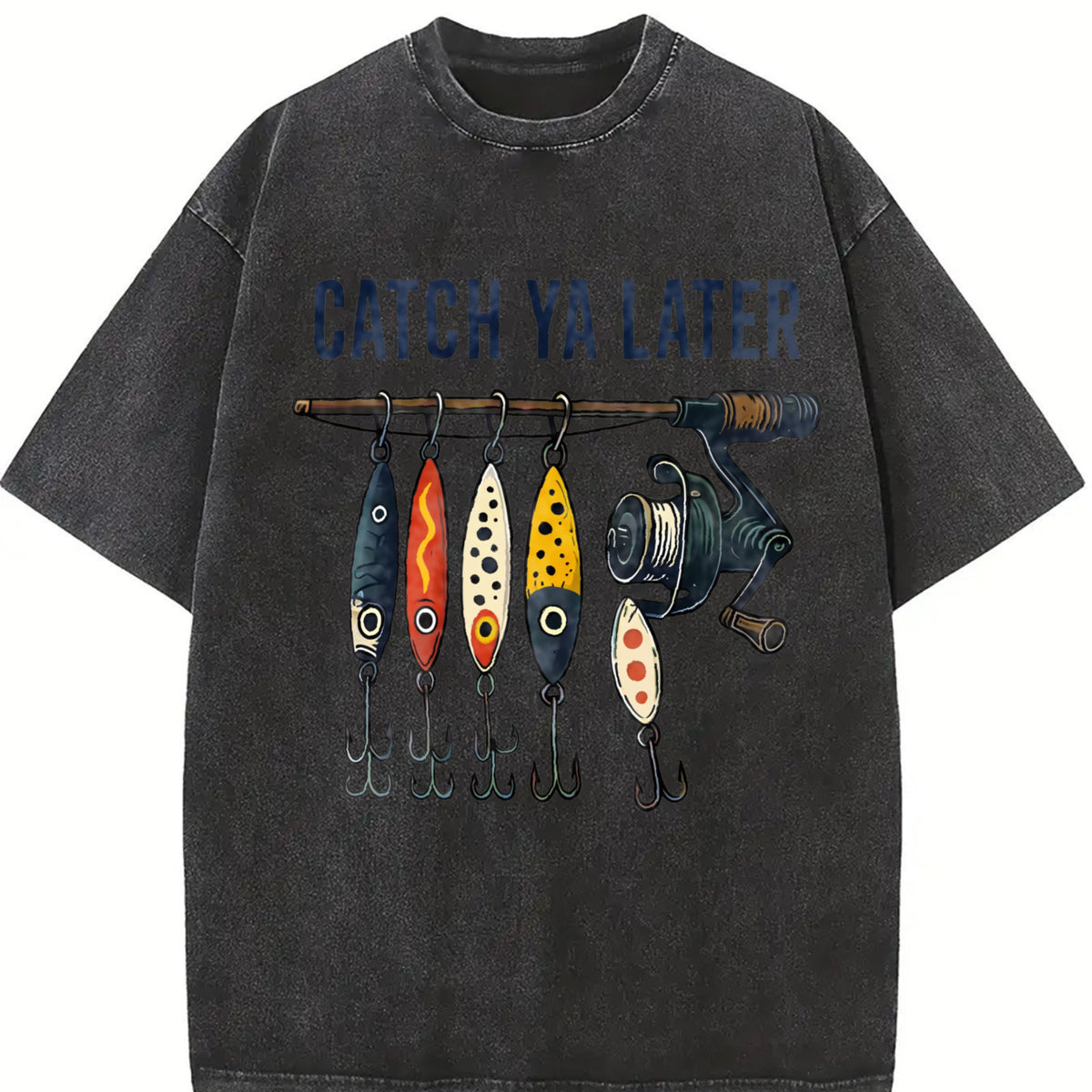 Letter & Mixed Vintage Washed T-Shirt in Black