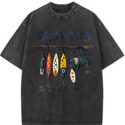 Letter & Mixed Vintage Washed T-Shirt in Black