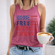 Home of the Free Patriotic 4th of July Women's Color Cotton Tank Top in Red