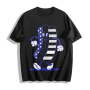 Fourth of July Hotdog Patriotic Cookout Grilling for Guys Cotton T-Shirt in Black