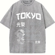For Formal Urban Distressed Enthusiasts Vintage Washed T-Shirt in Gray