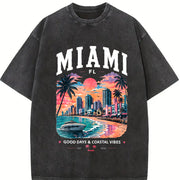 Miami Florida Vintage Washed T-Shirt in Black