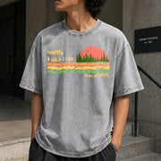 Custom Camping Custom Lake Trip Vintage Washed T-Shirt in Gray