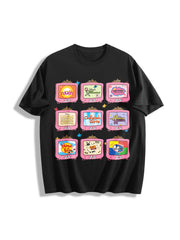 Retro Channel Movie Television Cotton T-Shirt in Black