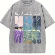 Keep It One Hundred Land Sea Sky Vintage Washed T-Shirt in Gray
